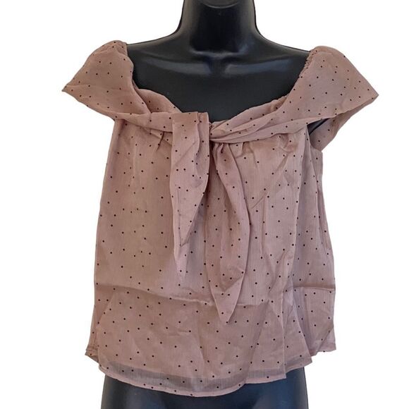 Line & Dot Off Shoulder Buff Black Polka Dot Top Sz L NWT - Picture 5 of 12